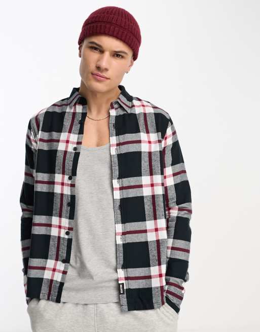 Hollister varsity prep check flannel shirt in black