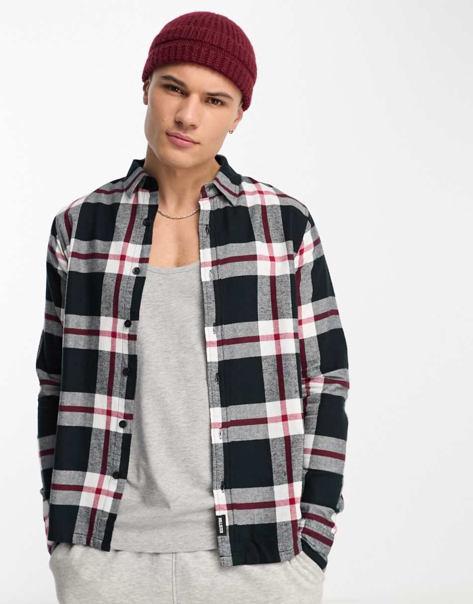 Hollister varsity prep check flannel shirt in black