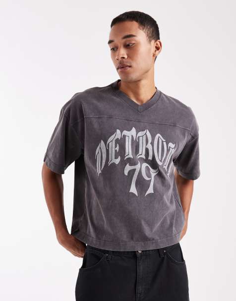 Hollister - Vasket sort kraftig T-shirt med grafik i fodboldstil - view 1