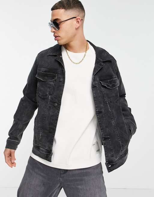 Veste en sales jean noir hollister