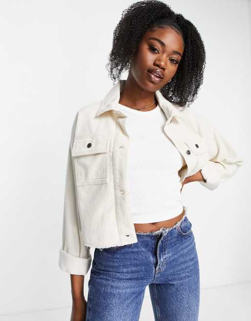 Hollister - Veste d'ensemble courte en velours c?�tel?� - Beige | ASOS