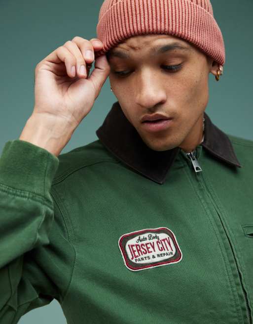 Hollister - Veste style workwear à motif et col contrastant - Vert, 4 de 4