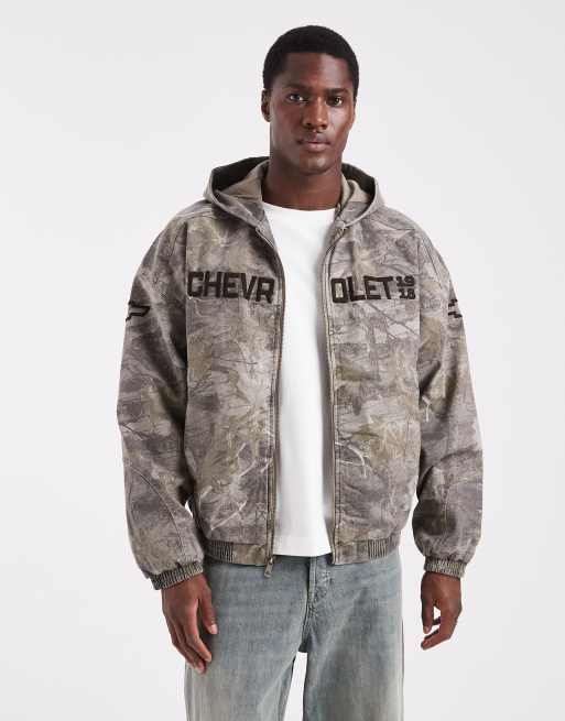 Hollister - Veste zippée style skateur avec capuche à imprimé camouflage
