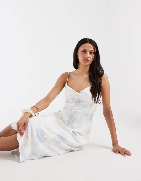 Hollister - Vestito sottoveste midi con bustino raccolto a fiori pastello - view 1