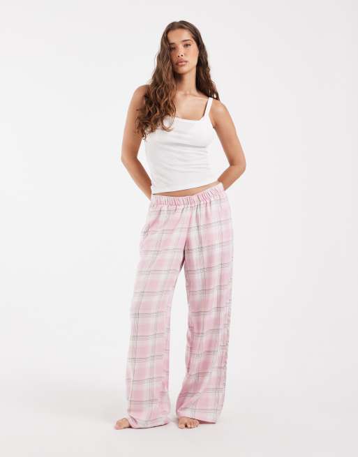Hollister vida flanellpyjamasbyxor i rosa rutigt, 1 av 4