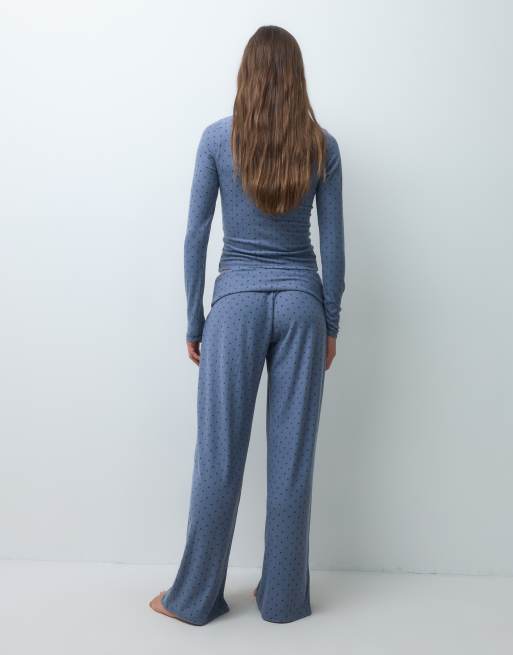 Hollister vida pyjamasbyxor i pointelle, set, marinblommigt, 4 av 4