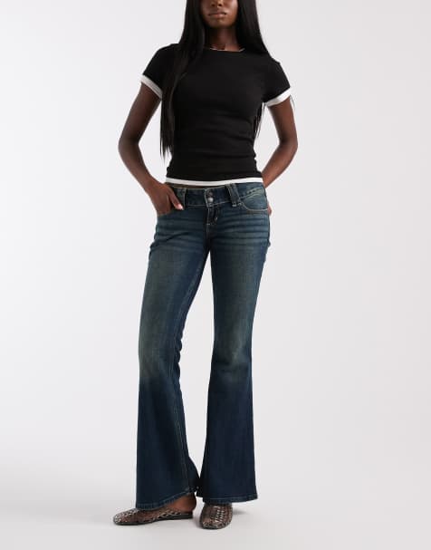 Hollister - Vintage-blå bootcut-jeans med lav talje - view 1