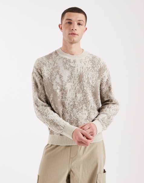 Hollister vintage knit sweater with texture print in white - view 1