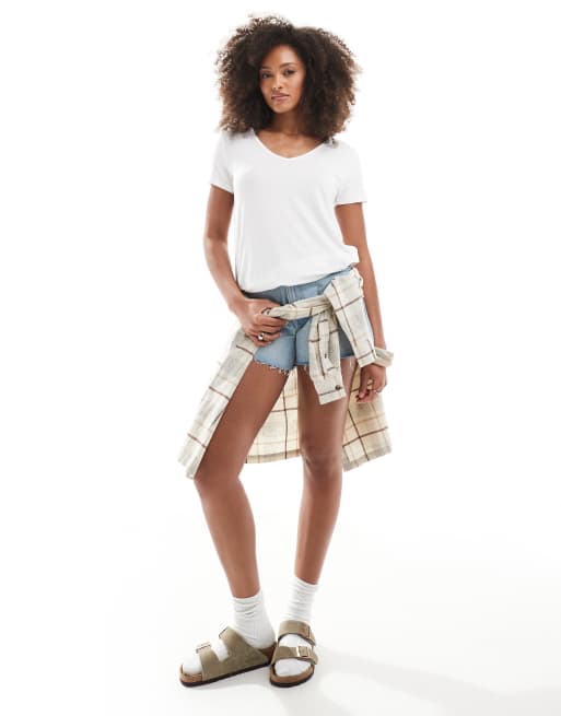 Hollister – Vit, avslappnad t-shirt med logga