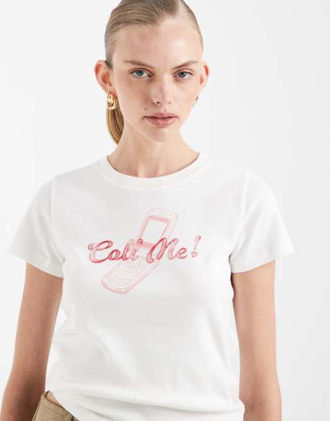Hollister – Vit, liten t-shirt med kärlekstryck - view 1
