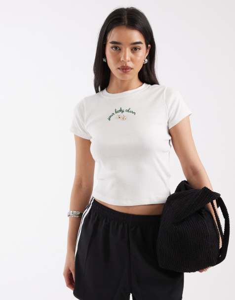 Hollister – Vit, liten t-shirt med St Patricks-tryck - view 1