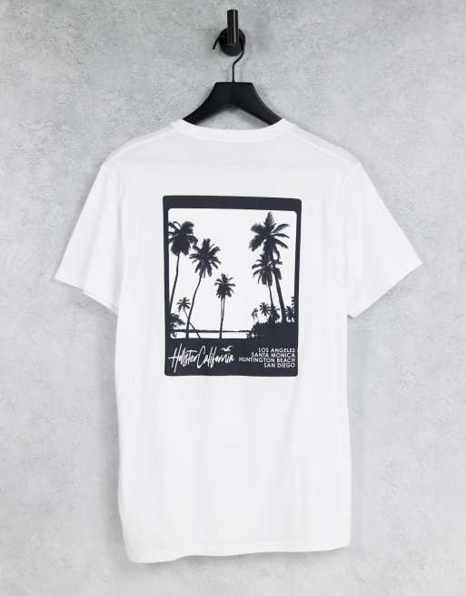 Hollister – Vit t-shirt med blekt sommartryck baktill