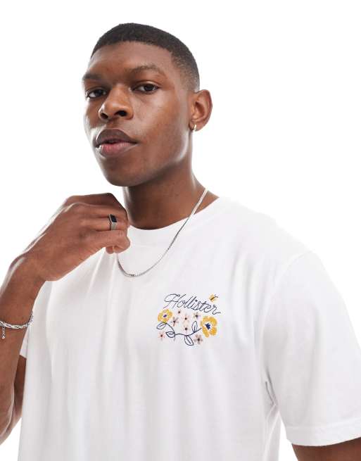 Hollister – Vit t-shirt med handgjord logga 