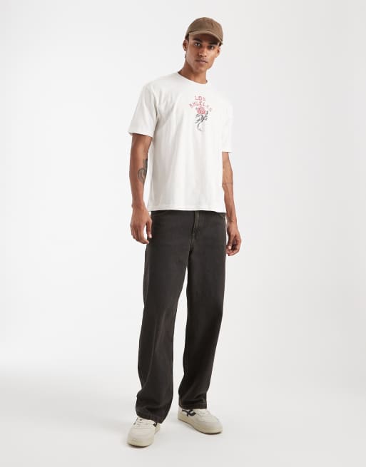 Hollister – Vit t-shirt med rostryck i grungestil, 2 av 5