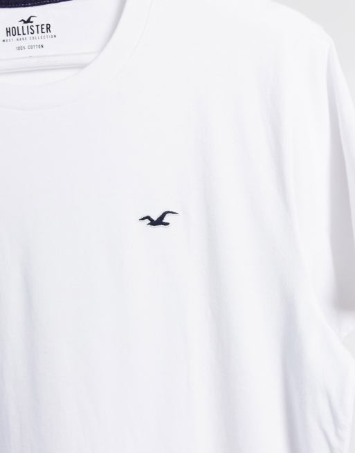 Hollister – Vit t-shirt med rund halsringning och logga, 4 av 4