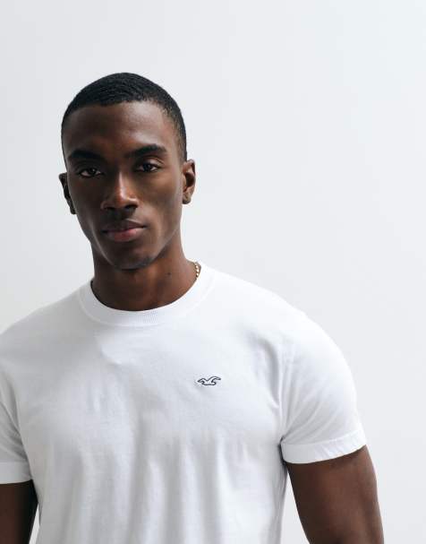 Hollister – Vit t-shirt med smal passform, rund halsringning och ikonlogga - view 1