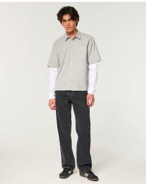 Hollister Washed black relaxed straight jeans in washed black - view 1
