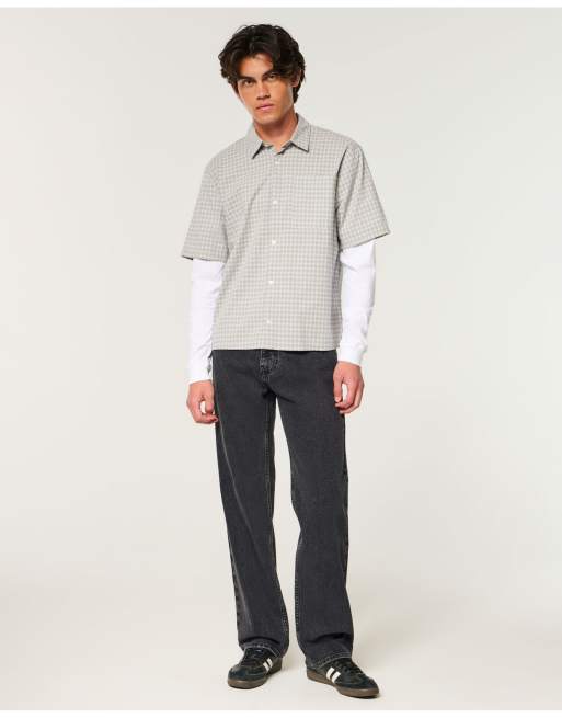 Hollister Washed black relaxed straight jeans in washed black