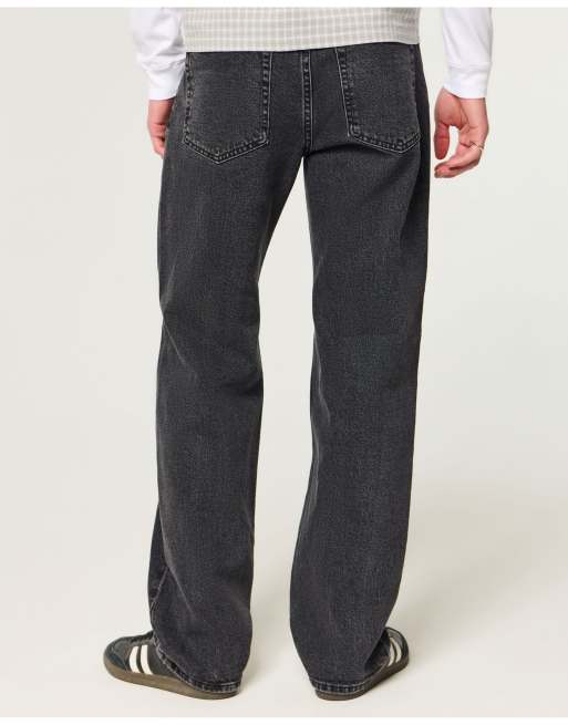 Hollister Washed black relaxed straight jeans in washed black, 3 of 4