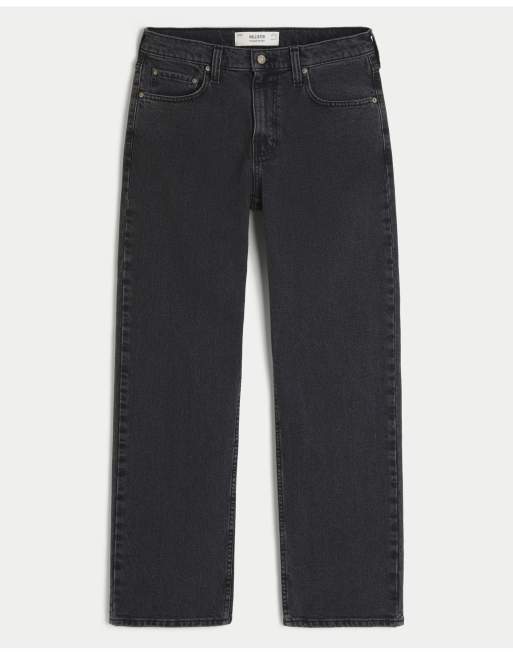 Hollister Washed black relaxed straight jeans in washed black, 4 of 4