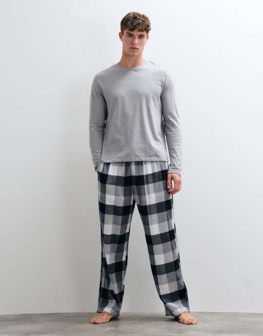 Hollister weit geschnittene Flanell-Pyjamahose mit weiß-schwarzem Karomuster, 2 von 5