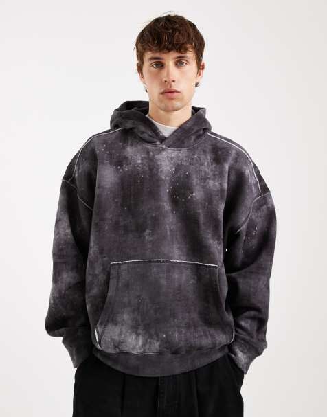 Hollister – Weit geschnittener Kapuzenpullover in verwaschenem Schwarz mit tailliertem Schnitt - view 1