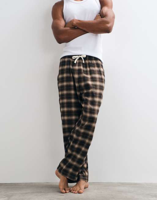 Hollister weite Flanell-Pyjamahose mit braunem Karomuster, 2 von 4