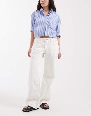 Hollister - Weite Jeans in Weiß mit niedrigem Bund