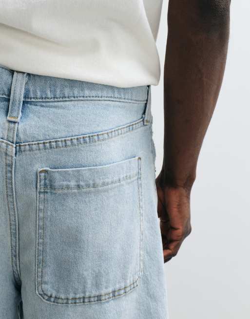 Hollister – Weite Jeans-Jorts in hellblauer Waschung, 4 von 5
