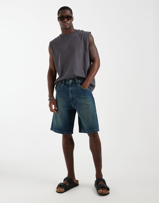 Hollister – Weite Jeansshorts in dunkelblauer Waschung, 2 von 5