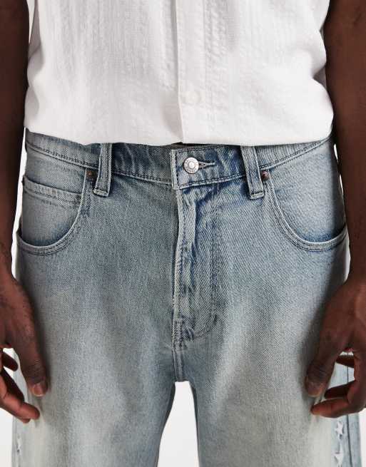 Hollister – Weite Jeansshorts in hellblauer Waschung mit Sternstickerei, 3 von 5
