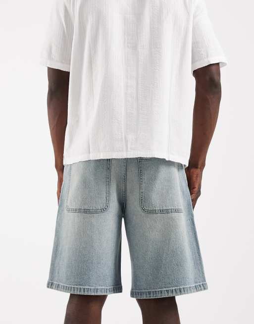 Hollister – Weite Jeansshorts in hellblauer Waschung mit Sternstickerei, 5 von 5