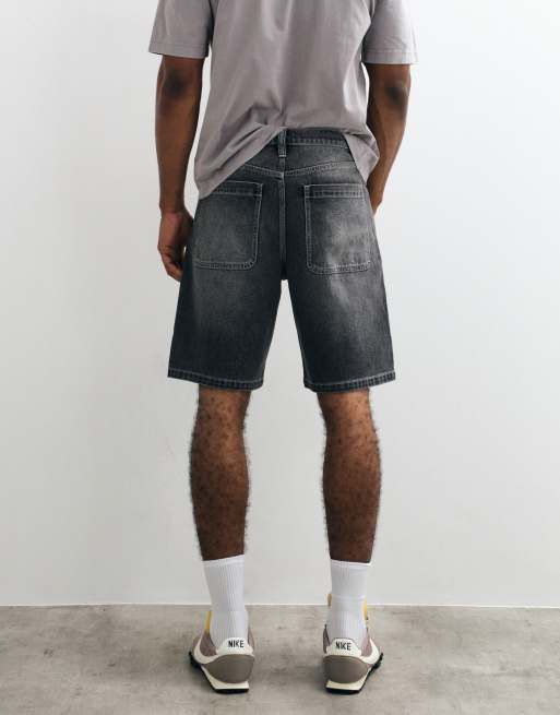 Hollister – Weite Jeansshorts in Schwarz mit Stern-Print, 5 von 5
