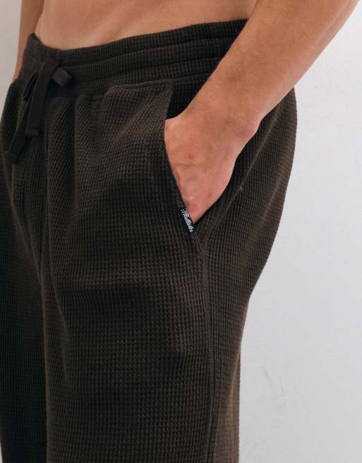 Hollister weite Pyjama-Hose in Waffelstruktur in Khaki, 4 von 4