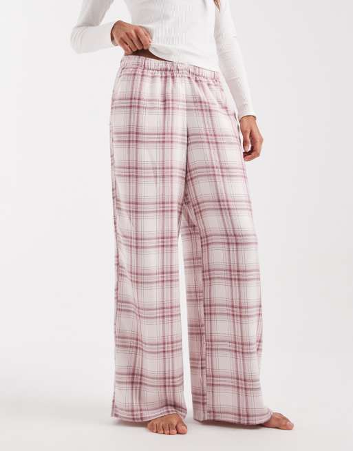 Hollister – Weite Pyjamahose aus Flanell in Rosa mit Karomuster, 2 von 4