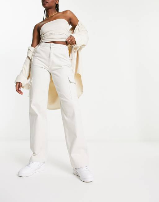 Hollister – Weite Utility-Cargohose in Beige