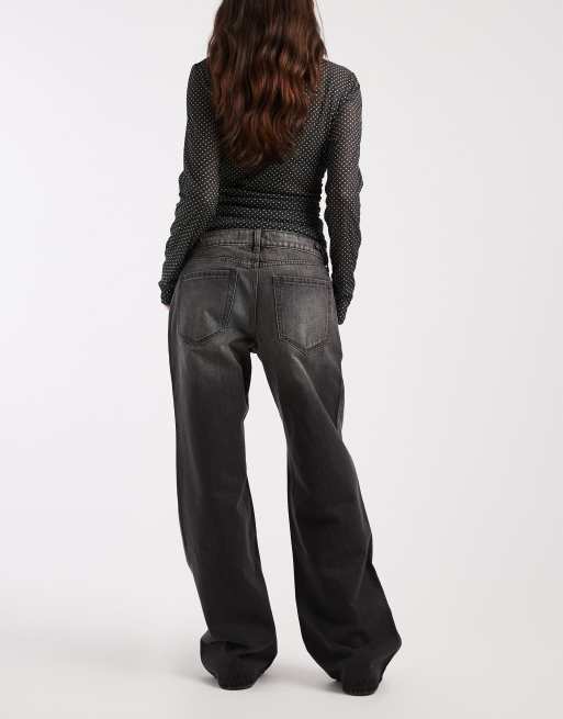 Hollister – Weite, verstellbare Jeans in Schwarz mit niedrigem Bund, 3 von 5