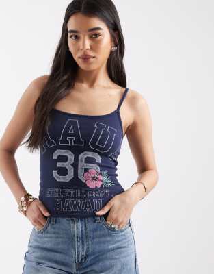 Hollister - Wendbares Camisole in Marineblau mit Blumenmuster