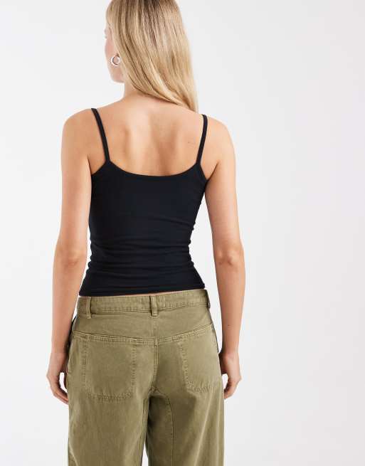 Hollister Wende-Cami mit eckigem Ausschnitt in Grau und Schwarz, 2 von 4