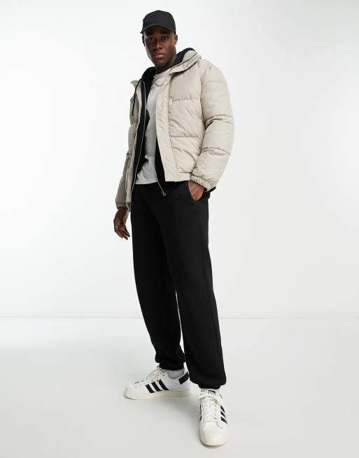 Hollister wide channel cozy puffer jacket in beige
