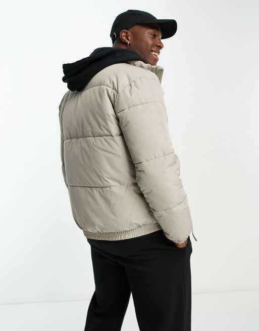 Hollister grey puffer jacket hot sale