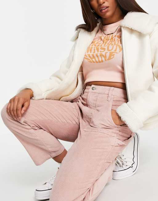 Hollister velour flares in light pink, ASOS