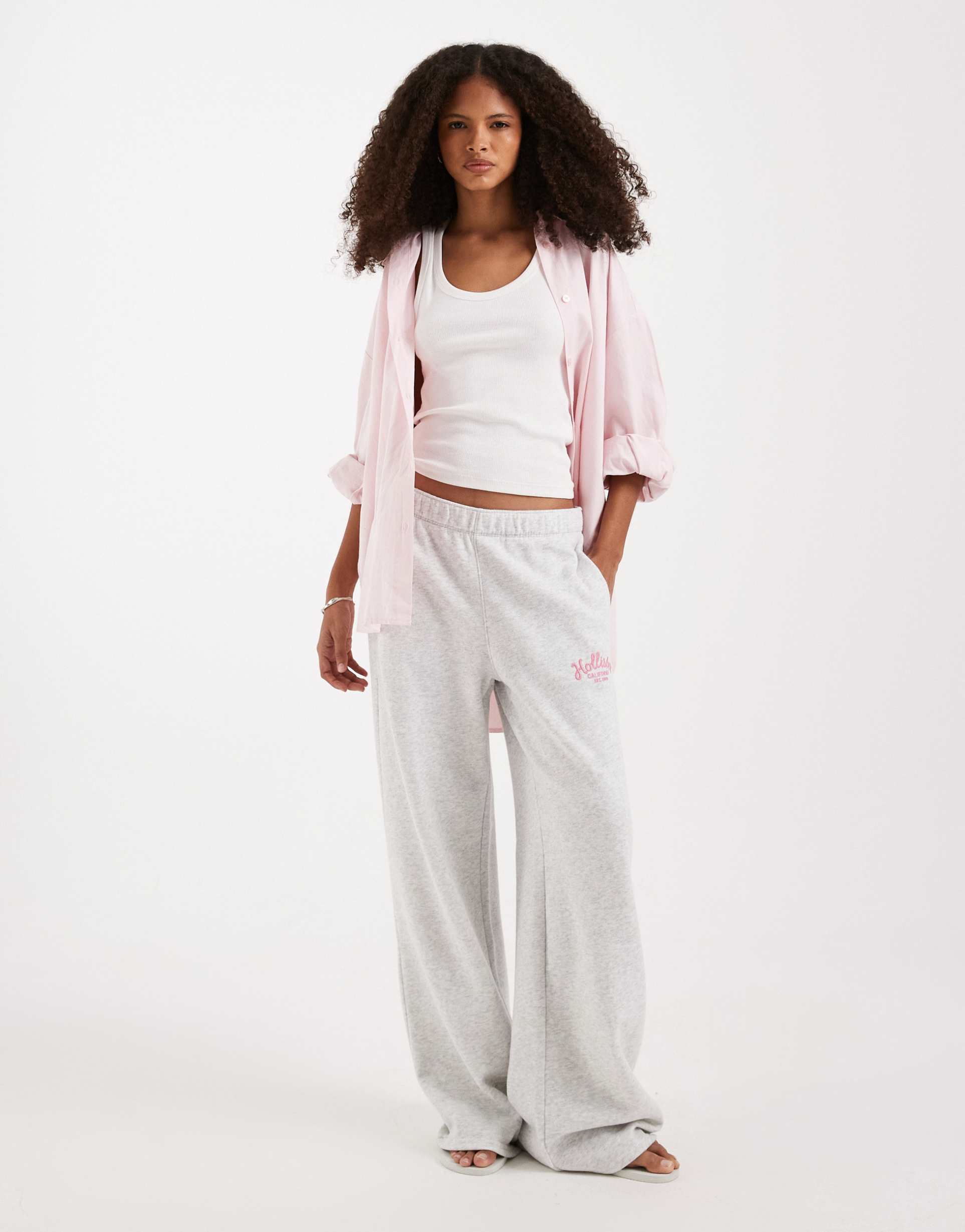 hollister wide leg sweatpants in gray