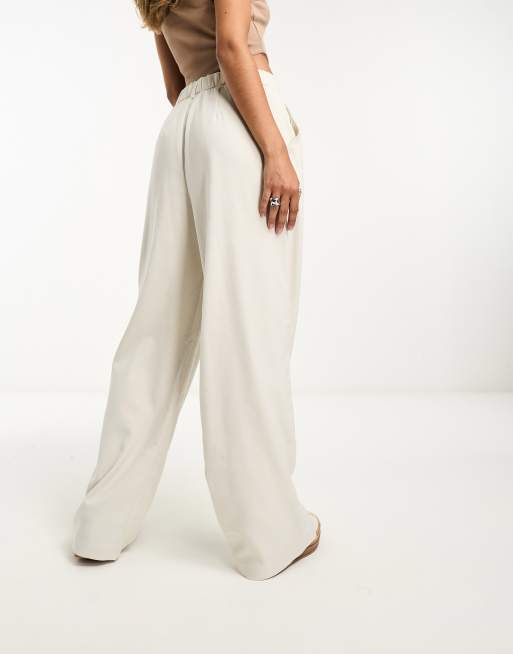 Hollister wide leg tailored trousers in cream ASOS
