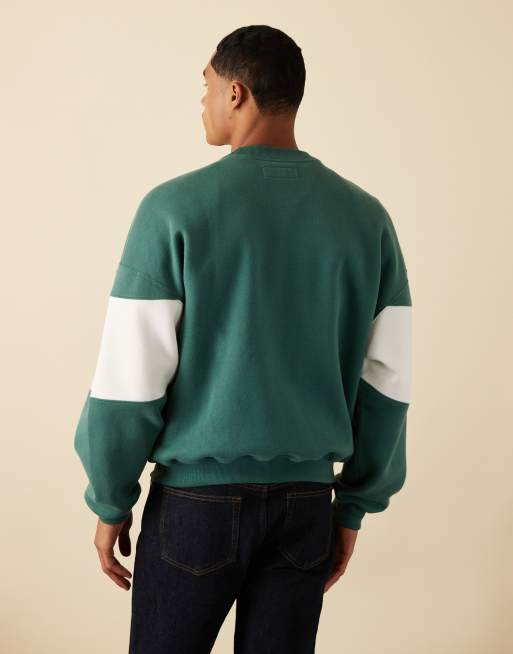 Hollister - Wijd sweatshirt met print op de voorkant in groen, 3 van 5