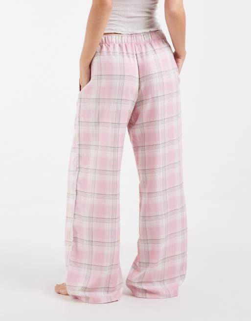 Hollister wijde flanellen pyjamabroek in roze ruit, 4 van 4