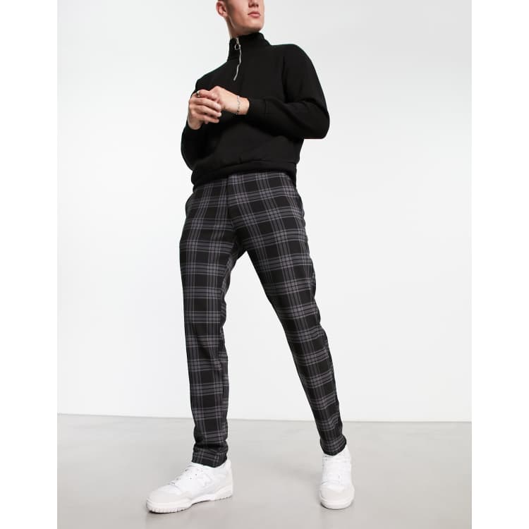 Hollister windowpane check skinny chinos in black