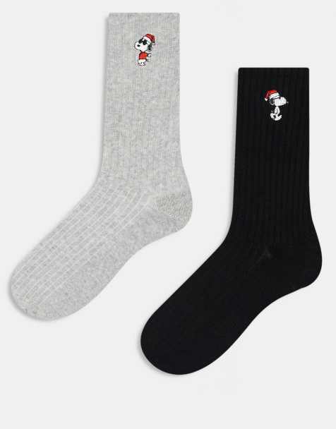 Hollister – Witzige Geschenke – 2er-Pack Socken in Grau und Schwarz mit Snoopy-Design - view 1