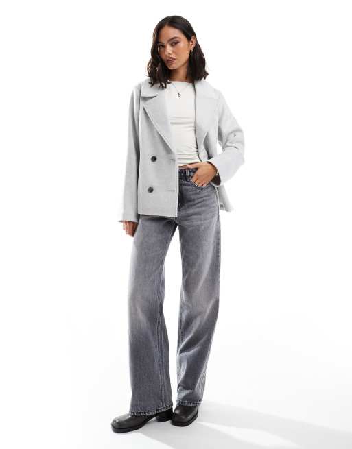Hollister wool blend classic jacket in light grey ASOS