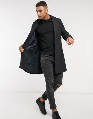 Hollister wool overcoat in charcoal | ASOS